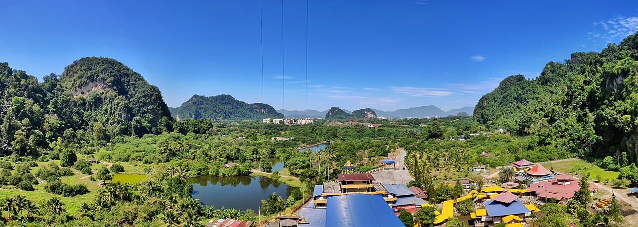 Limestone hills and valley near Tambun in Perak
